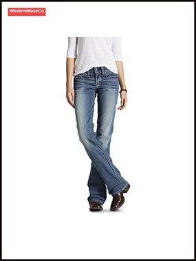 Women's Mid Rise Boot Cut Stretch Denim Jeans Western